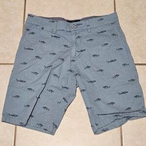 Beverly Hills Polo Club Men's Blue Shark Graphic Chino Shorts Size 32